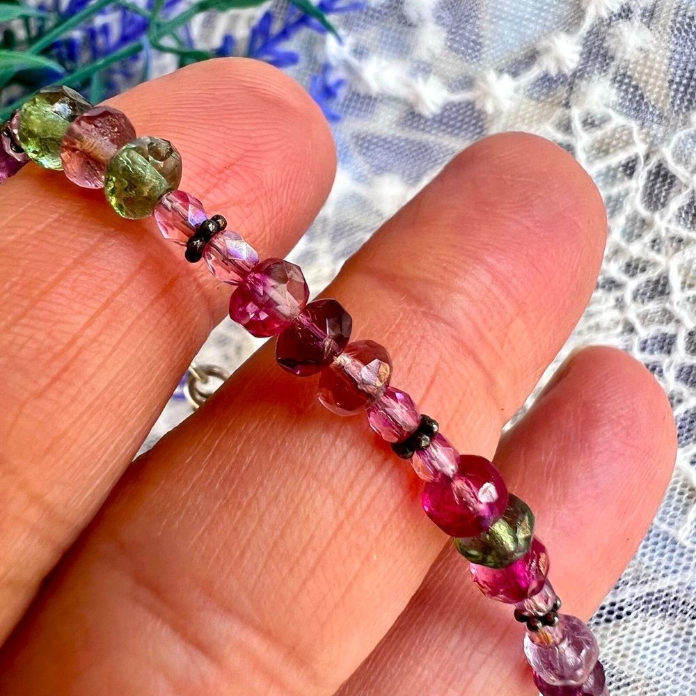 Dainty Vintage Gemstone Bracelet 925 - Picture 6 of 11